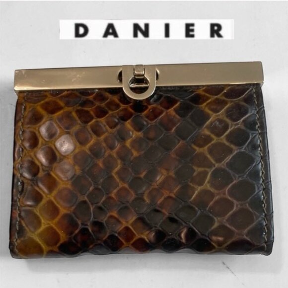 Danier Brown Wallet with animal print and Silver Trim - Picture 1 of 11